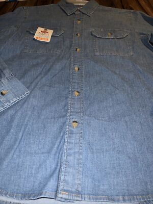 Wrangler Mens Blue Denim Button Up Long Sleeve Shirt Small Soft Flex Comfort S