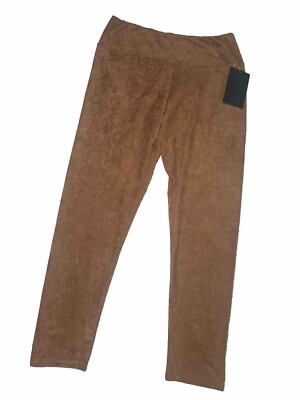 NWT Bagatelle Collection Faux Suede Women's High Rise Leggings Size Large Brown