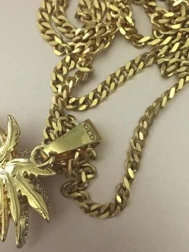 GLD Iced Out Lab Diamond 14kGold Plated Palm Tree Pendant Necklace W/ Free Chain