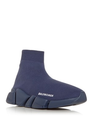 

BALENCIAGA Женские темно-синие вязаные кроссовки с логотипом Stretch Speed 2.0 Round Toe Slip On Sneakers, Navy, 617196W2DB1