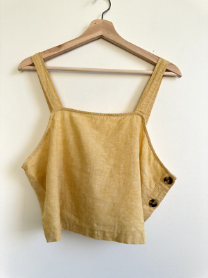 Marine Layer women's  Andie Honeycomb Side Button Tank Crop Top size XL $68
