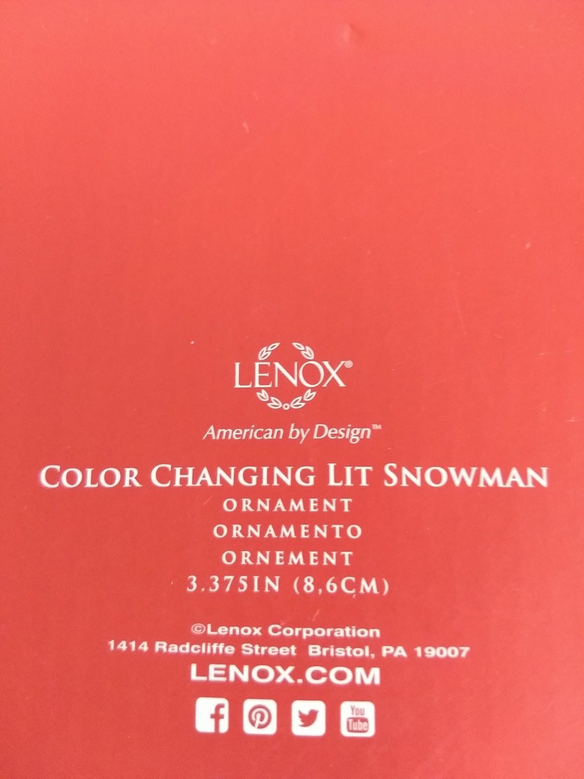 NEW Lenox Christmas Ornaments Color Changing Lit Set of 2 Moose and Snowman