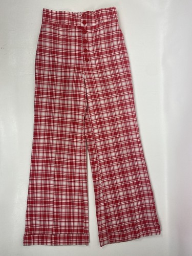 Vintage 1970s JCPenney Fashions High Waist Wide Leg Pants Red Plaid Womens