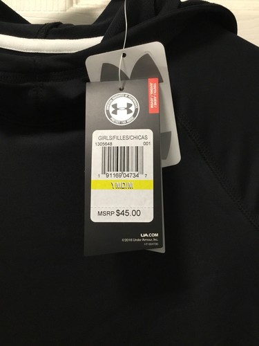 Under Armour Girls ColdGear Hoodie Size Medium Black NWT