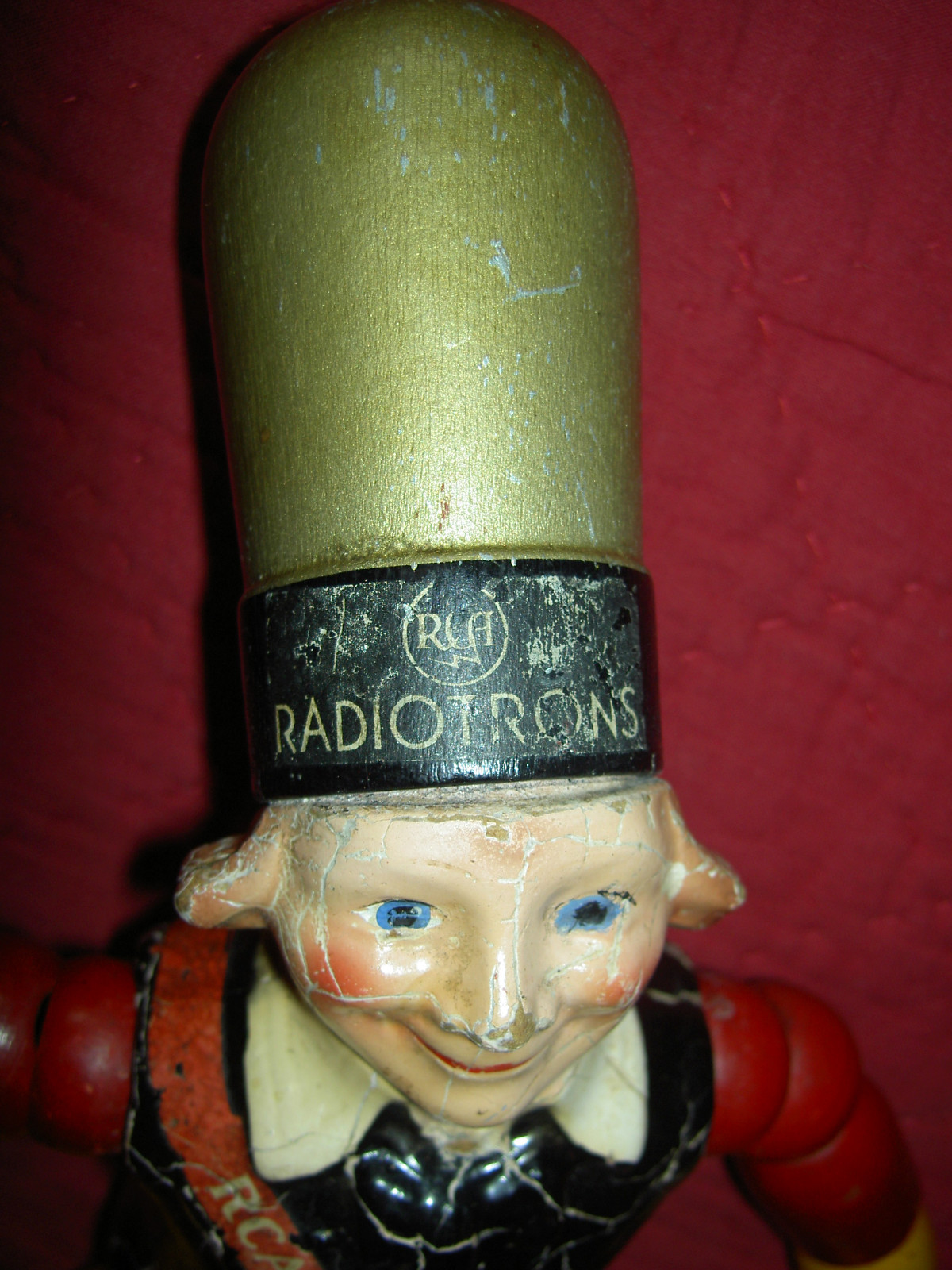 RCA Radiotron advertising figure wood segmented doll by Joseph Kallus Cameo 1926