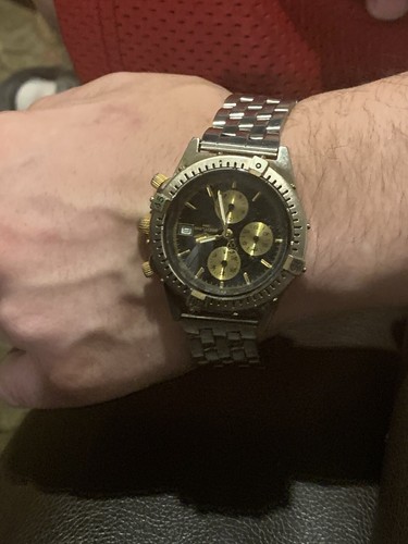 Found when clearing out parents house. Is it real? I can't find an exact  copy of it online. 'Stainless Steel Back Chronographe 100m B 13048' : r/ breitling