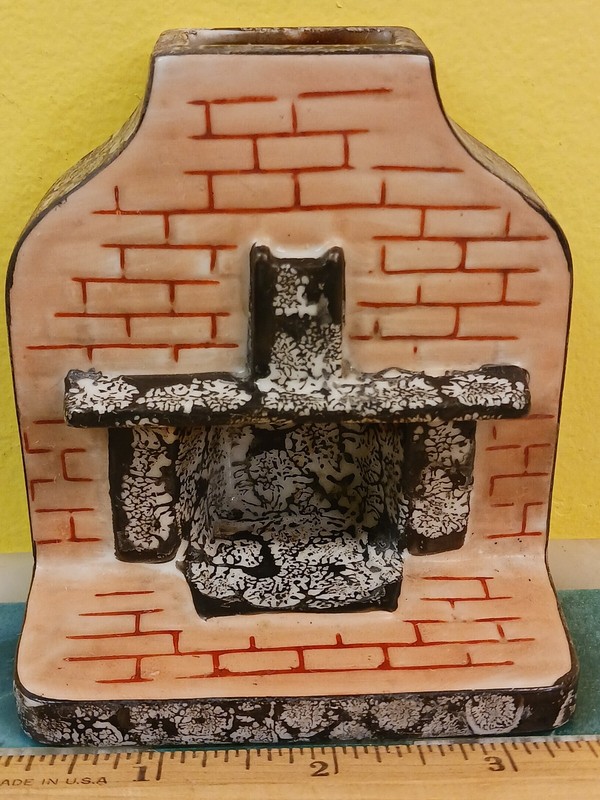 Vintage Fireplace Cigar Ashtray 4" Ceramic Hearth Chimney Ashtray Japan