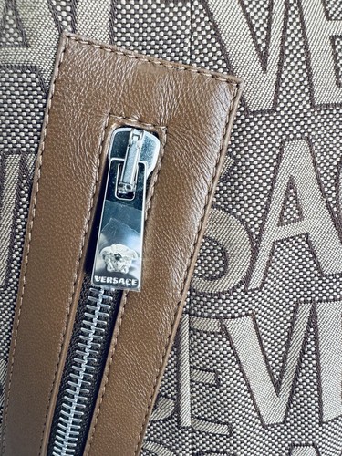 Pre-owned Versace Logo Print Cut Out Monogram Mini Dress Leather Trims It 40 Us 4 $3050 In Brown Tan