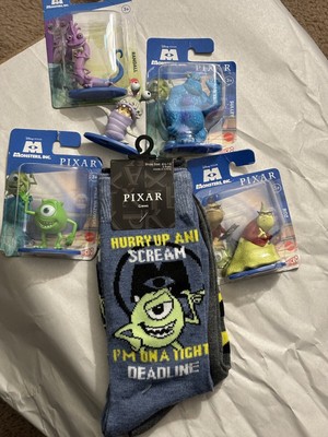 Disney Pixar Monsters Inc Mini Figures Mike Sully Randall Boo Roz & Cozy Socks!!