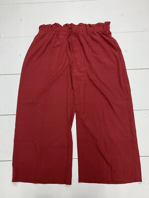 Womens Wine Red Elastic Waist Pants Size 5XL