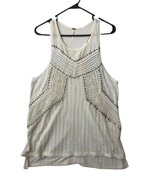 Free People Feel Free White Ivory Top Macramé Detailing Metal Hardware Sz Small 