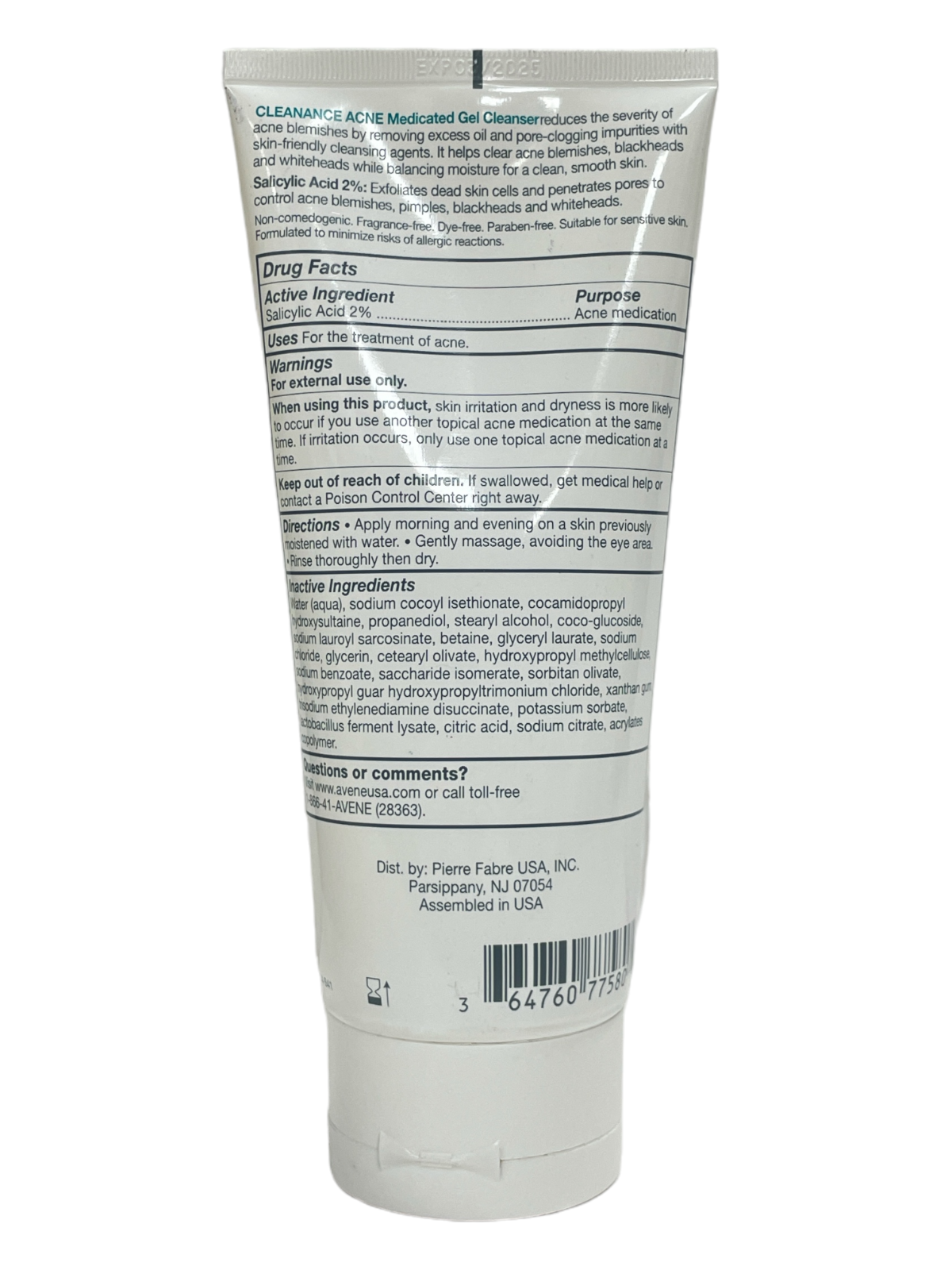 Avene Cleanance Acne Medicated Clearing Gel Cleanser (200ml/6.7fl) New