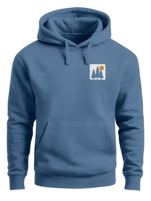 Herren Hoodie mit Bäumen Sonne Schlichtes Outdoor Brustmotiv Nature Logo