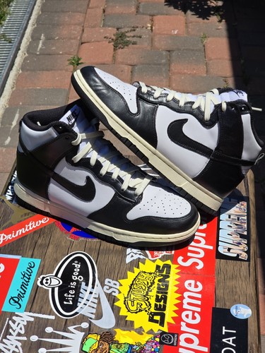 Size 9.5W/8M Nike Dunk High Panda Vintage Black 2022 (DQ8581-100