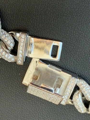Pre-owned Silver Mens Miami Cuban Iced Gucci Link Bracelet Solid 925  Hip Hop Cz Diamonds In White/colorless