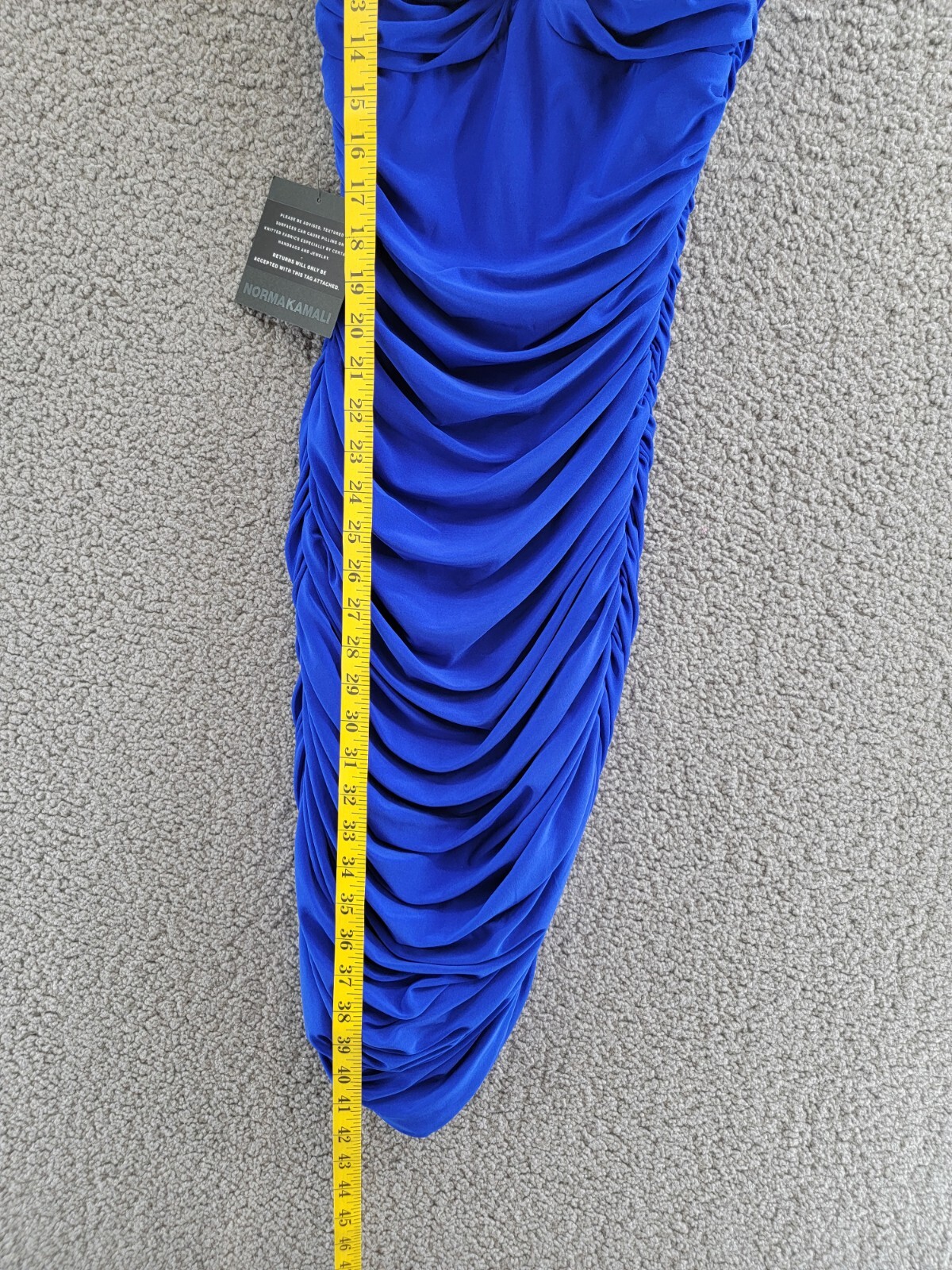 Norma Kamali Walter Ruched Dress Women's XS/34 Electric Blue Sweetheart Neck - Picture 7 of 15