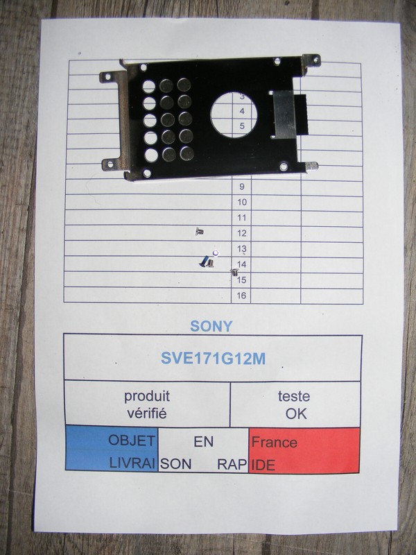 Caddy/Caddie Hdd (Disque Dur) + Vis Pour Sony Sve171g12m