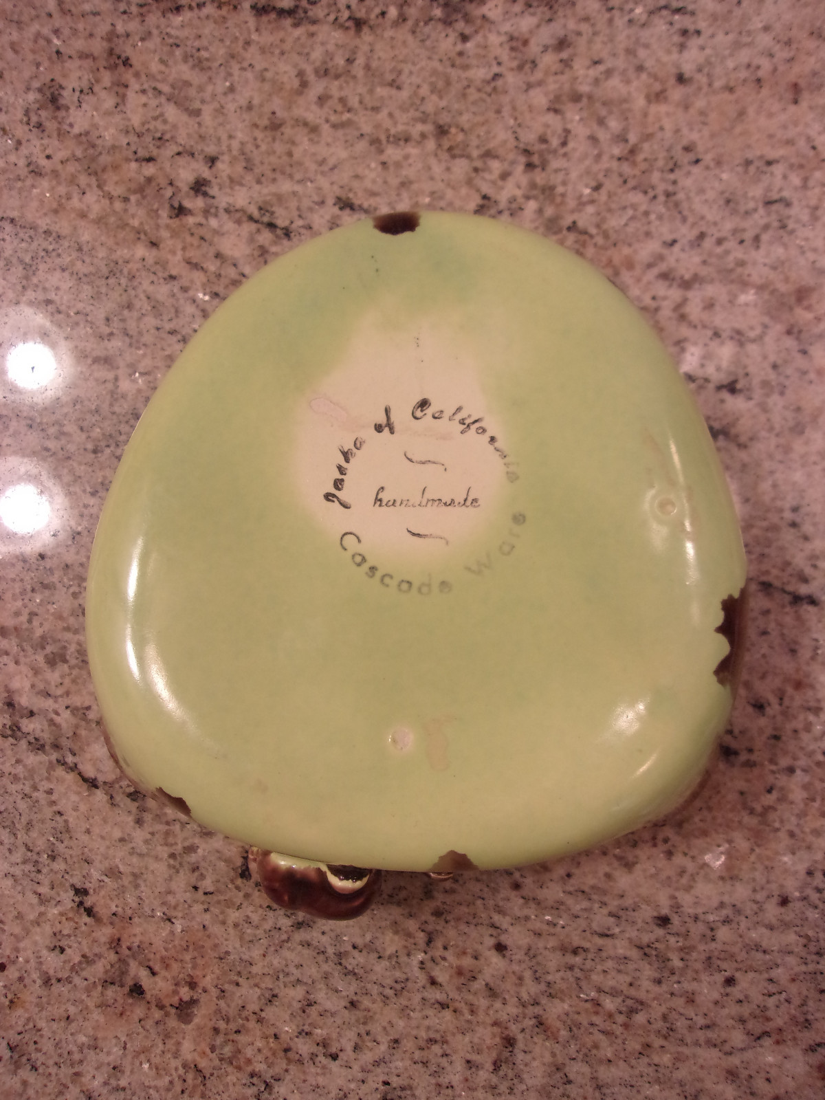 Jaska of California Cascade Ware Candy/Nut Dish, Folded Rim, Acorns & Leaves,MCM