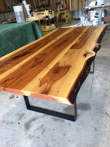 Solid Pecan Wood Live Edge Dining Conference Room Table