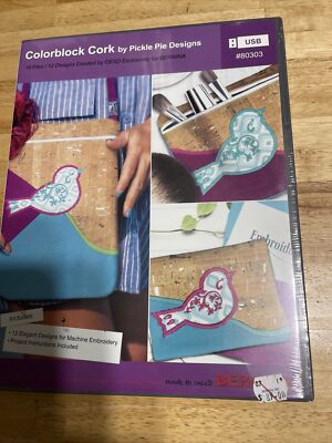  OESD For Bernina Embroidery By Pickle Pie Colorblock Cork 80303 USB 12 Designs
