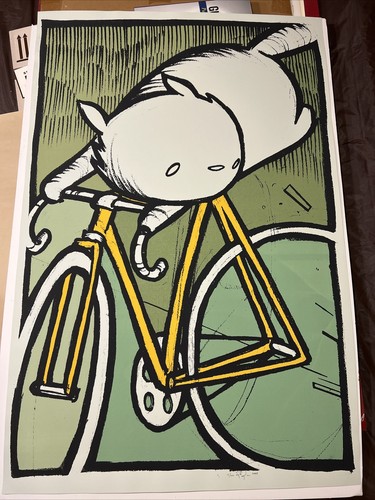 Jay Ryan 2007 Cat On A Bike Print S/N 100 Made Rare And Iconic Mint Condition