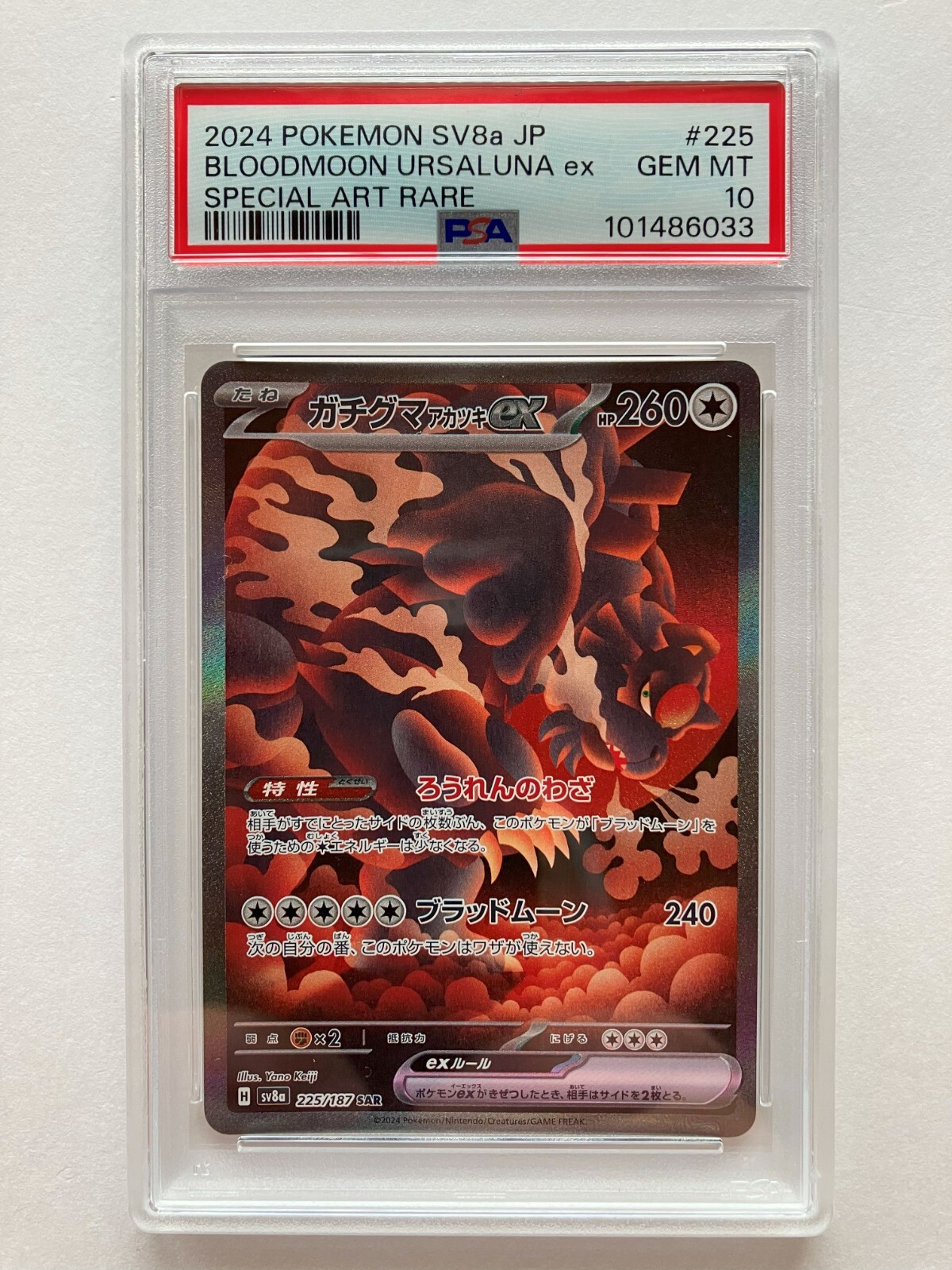 PSA 10 Bloodmoon Ursaluna ex SAR 225/187 Pokémon Card Terastal