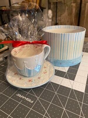 I Love You MOM 2.75'' Diameter Tea Cup Saucer Set New Old Stock Has Crazing