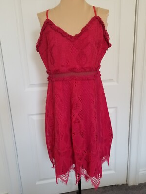 Foxiedox (Nordstrom) GLORIA Mini Lace Party Dress in Raspberry Pink Size (M)