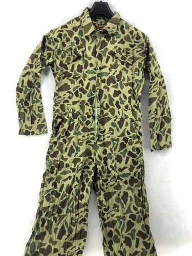 Vtg Caliber Camo Coverall Full Zip Hunting Suit Size M 100% Co...
