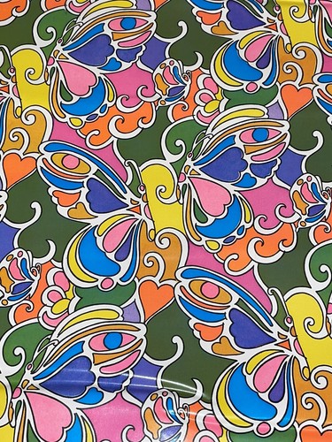 VTG WRAPPING PAPER GIFT WRAP BUTTERFLY GROOVY HIPPIE 18&rdquo; X 28&rdquo; SHEET 1960