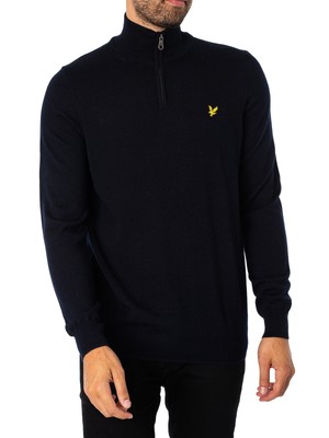 Мужская трикотажная рубашка мериносового цвета с молнией на четверть Lyle & Scott, синяя