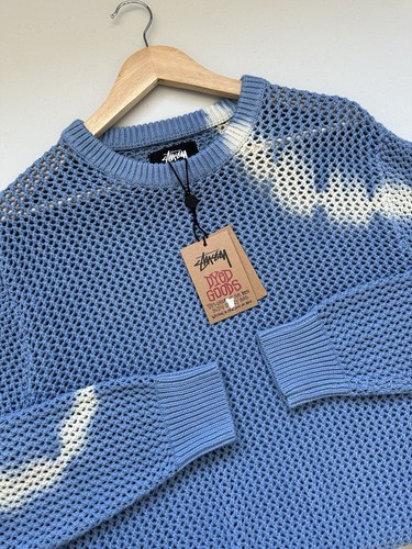 Pre-owned Stussy Mens  Pigment Dyed Loose Gauge Knitwear Sweater Size M,l In Blue