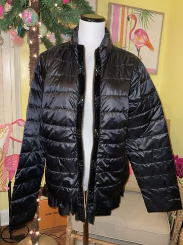 Pre-owned Lilly Pulitzer Darcia Fitted Puffer Jacket Onyx $298 Size 16 In Black