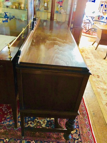 Art Deco Walnut Sideboard With Original Cast Brass Pulls