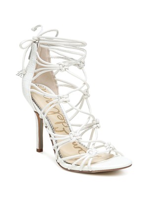 

SAM EDELMAN Женские белые кожаные босоножки Adella с открытым носком и шпильками под крокодиловую кожу на каблуке, Белый, G9858M2