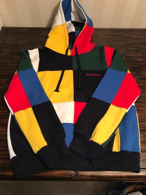 supreme patchwork hoodie navy