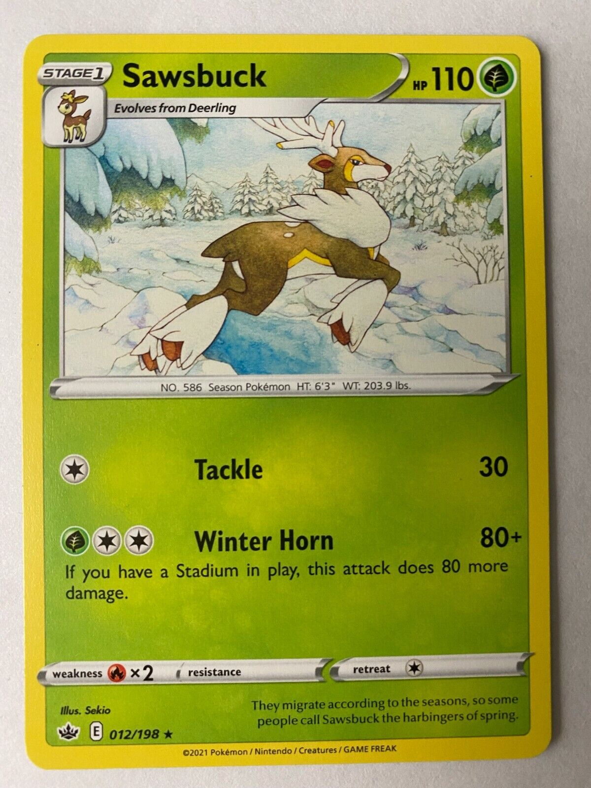 Non Holo:012/198 Sawsbuck Non Holo:Pokemon Chilling Reign | Pick your Card | NM/Mint | Commons, Uncommons, Rares