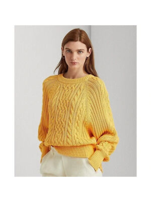 

LAUREN RALPH LAUREN Женский желтый свитер в рубчик с рукавами «летучая мышь» с круглым вырезом