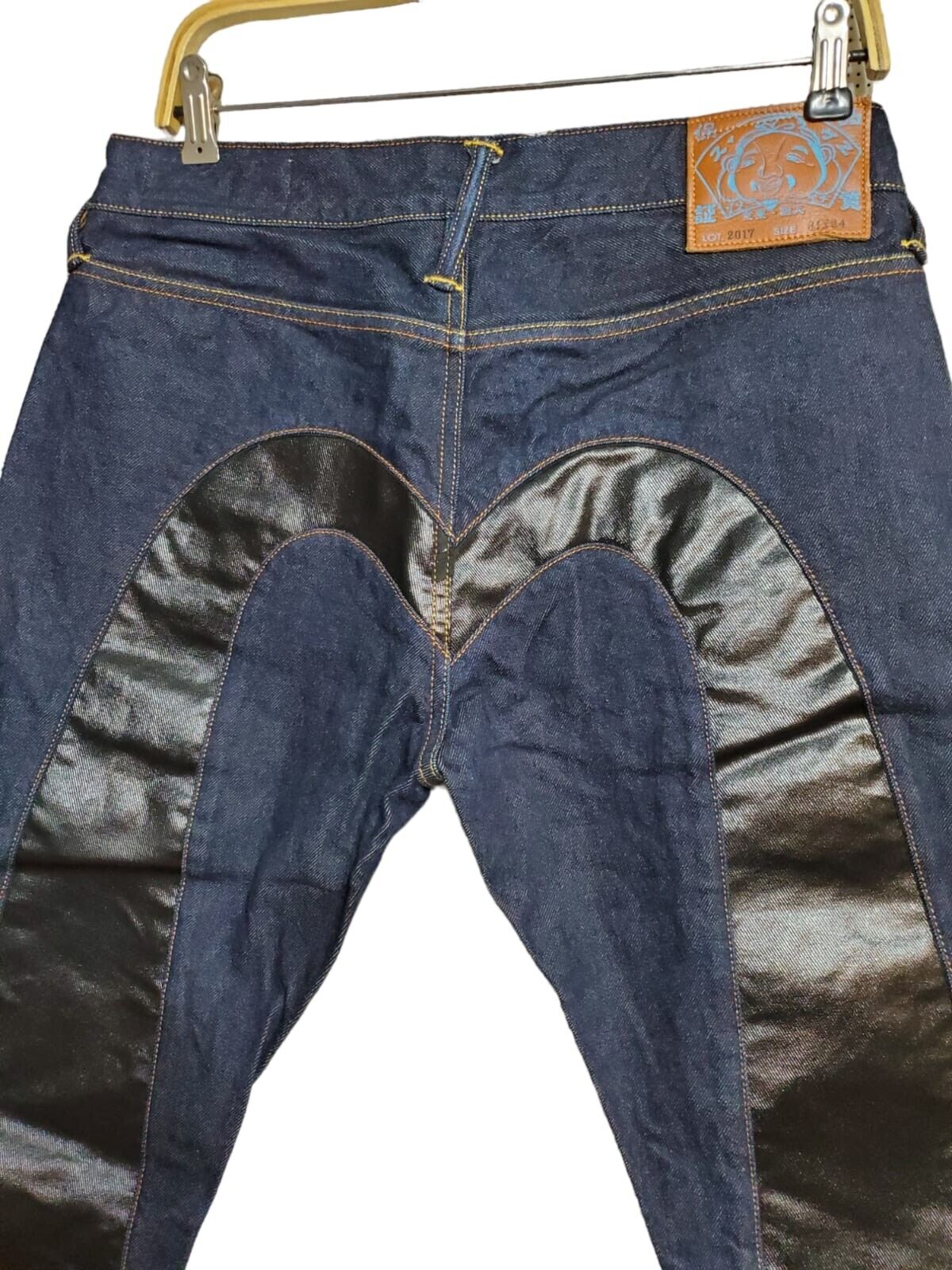 Mens EVISU Denim Jeans Size 31x34 Blue Selvedge Black Big Mens EVISU Denim Jeans Size 31x34 Blue Selvedge Black Big