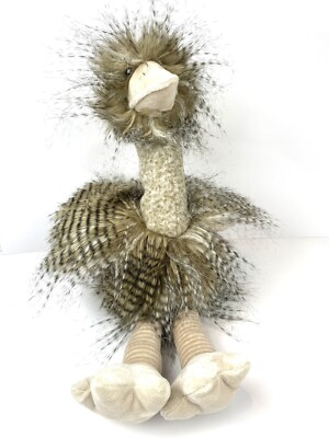 Adventure Planet Plush Ostrich Stuffed Animal Bird 18in Fur Looking Feathers