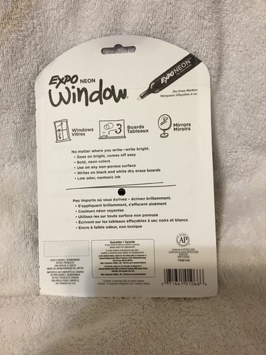 Expo NEON WINDOW Low Odor DRY ERASE 5 BOLD BULLET tip markers 1752226 blacklight