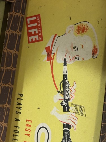 Vintage Ebony & Silver Clarinet Emenee Industry Musical Toys In Original Box