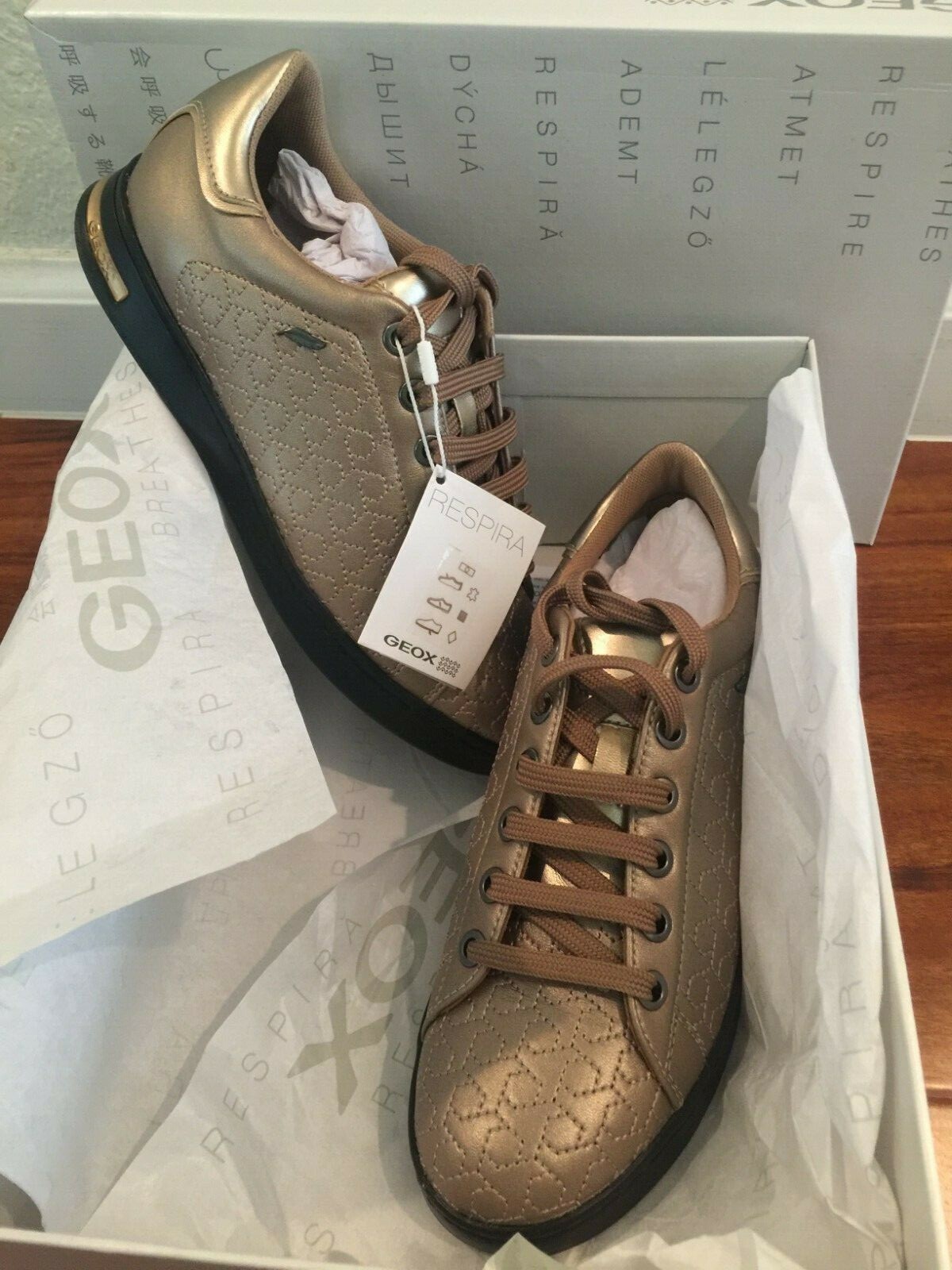 Geox D Jaysen A Womens Leather Sneakers Lace-Up Fashion Shoes Champagne  Size 5: купить с доставкой из США, цена 5 061 руб - (233935218962)