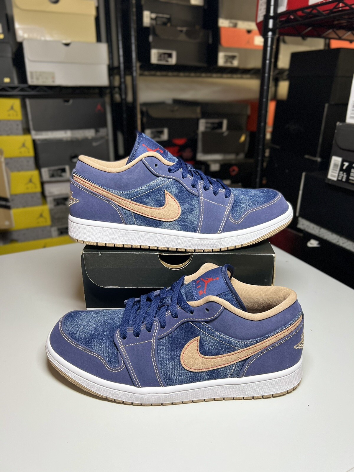 Air Jordan 1 Low SE Denim Midnight Navy Hemp DH1259-400 Men's Size 9:  купить с доставкой из США, цена 18 212 руб - (255578296294)