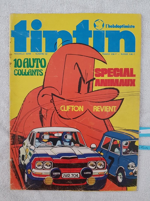 Tintin Hebdoptimiste NÂ°62 12/3/1974 Clifton Alain Colas Pub Vache Qui Rit Dauphi