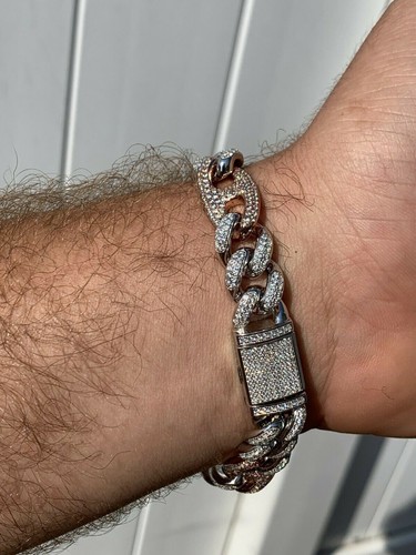 Pre-owned Silver Miami Cuban Gucci Bracelet Two Tone Rose Gold Plated Solid 925  Rapper Icy In  And Rose