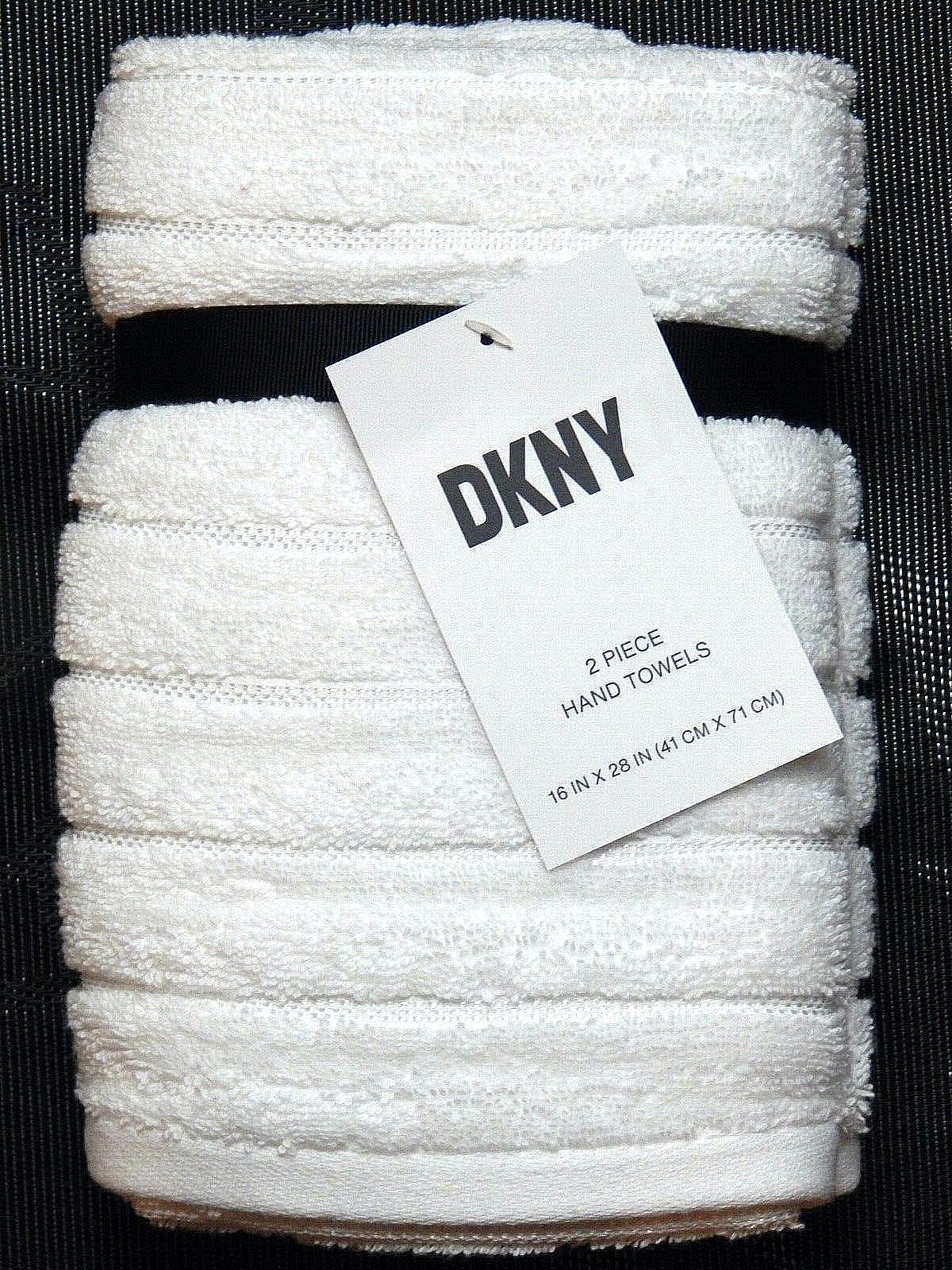DKNY OEKO TEX STANDARD 2 PIECE SET HAND TOWELS WHITE NEW AUTHENTIC eBay