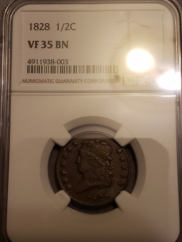 1828 1/2c Classic Head Half Cent NGC VF35 12 STAR Variety rare old type coin