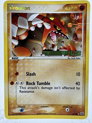 Pokemon GROUDON Ex Emerald REVERSE HOLO RARE Set Card 5/106 Stamped