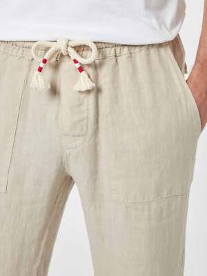 Pre-owned Mc2 Saint Barth Man Off-white Linen Calais Pants With Drawstring